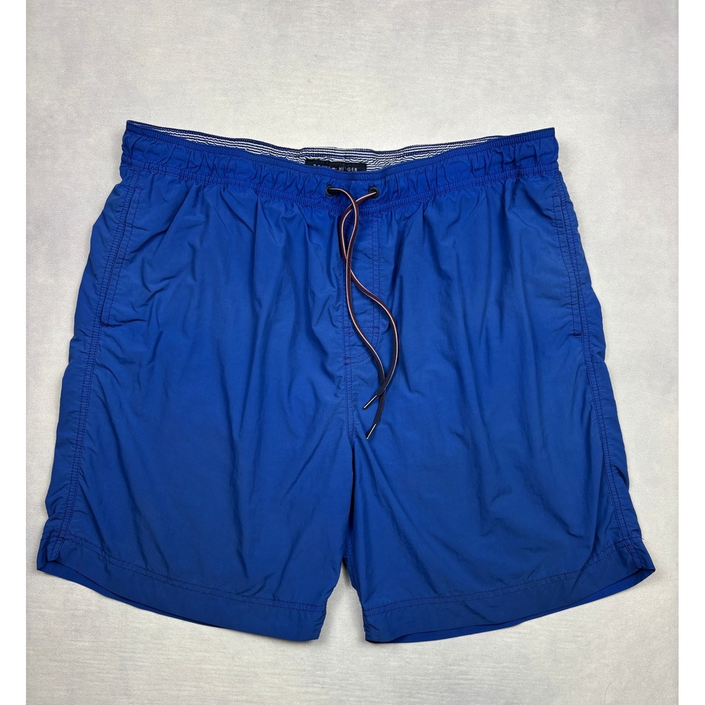 Tommy Hilfiger Mens XXL Blue Swim Trunks Board Shorts Mesh Lined Elastic Waist